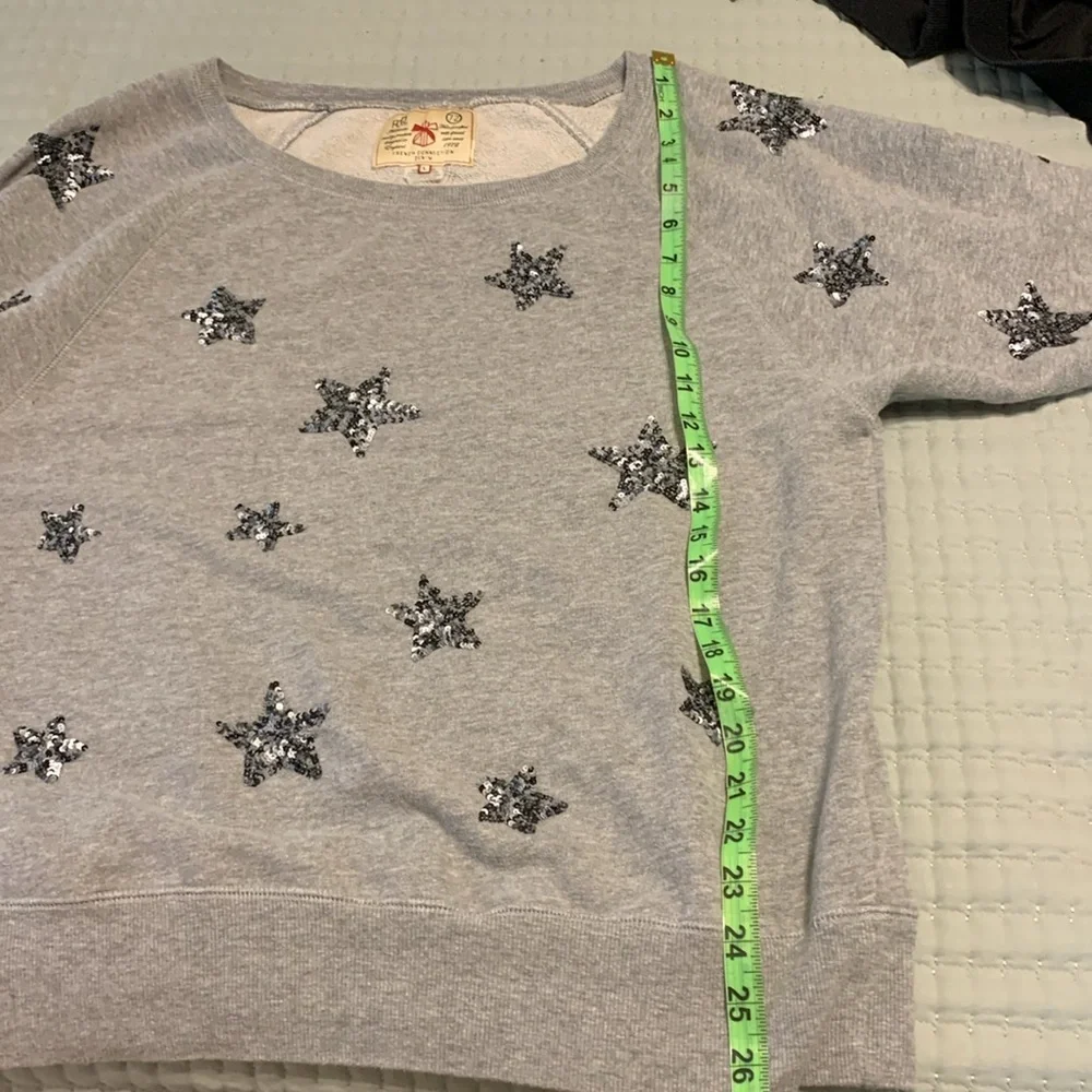 French Collection of England Gray Sequin stars Ladies Sweat shirt Sz Lg Like NEW